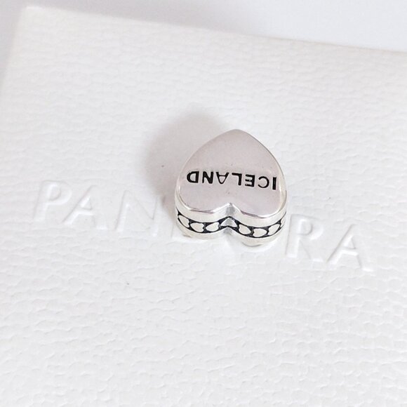 Pandora Iceland Flag Map Heart Charm Bead S925 Silver with box - Picture 6 of 8